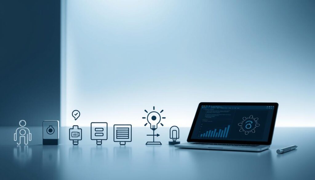 Illustration technologique d'un ordinateur portable affichant des données analytiques, représentant l'impact des outils d'IA sur la productivité en 2025